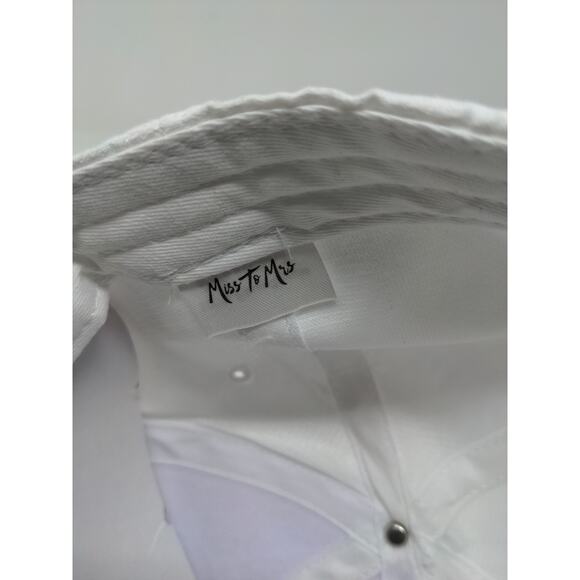 Miss to Mrs Bride Slideback Hat Cap Embroidered Logo Wedding White Faux Suede - Picture 10 of 11